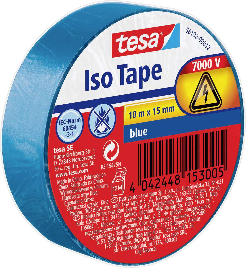 tesa 56192-00012-22 Isolierband Blau (L x B) 10 m x 15 mm 1 St.-0