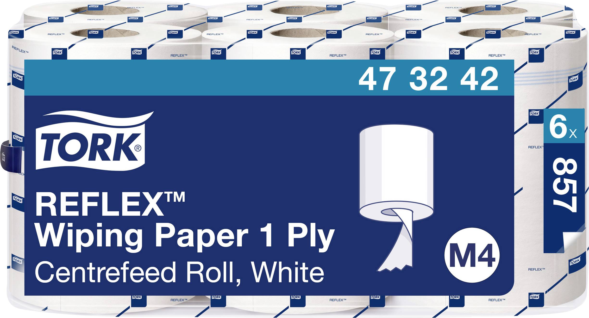 Tork 473242 Reflex Centrefeed Wiping Paper Plus - 6 Rolls of 857 S...