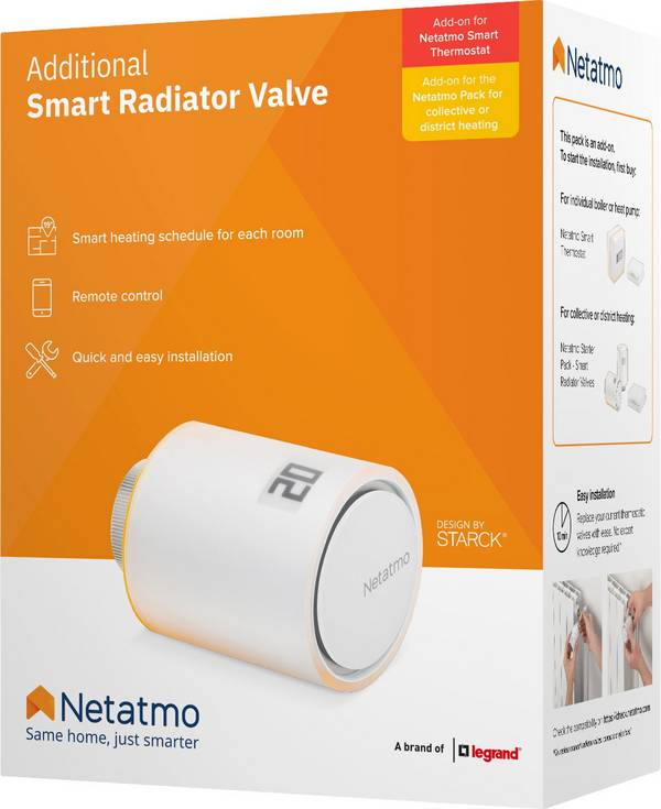 Netatmo Smartes Heizkörperthermostat mit App-Steuerung und Fenster-Offen-Erkennung (Relais vorausgesetzt), Weiß