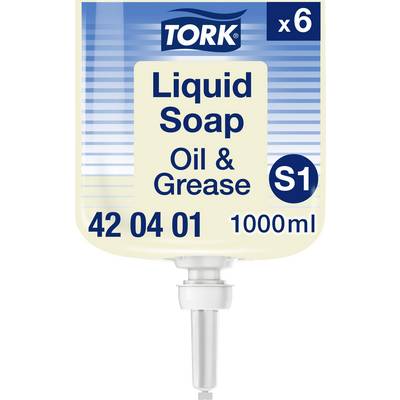 Tork Flüssigseife Öl & Fett S1 Nachfüllkartusche, 1000 ml, Packung mit 6 Stück, mit Spenderdüse.