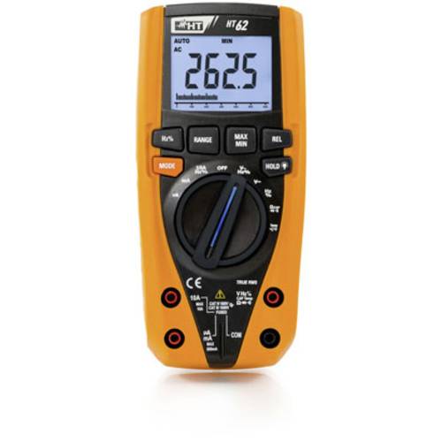 HT Instruments HT62 Hand-Multimeter kalibriert (DAkkS-akkreditiertes Labor) digital CAT III 1000 V, CAT IV 600 V Anzeige...