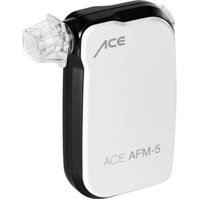 Ein mobiler Atemalkoholtester mit der Aufschrift 'ACE AFM-5'. Er ist weiß mit schwarzem Rand und einem transparenten Mundstück.