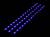 Drei Leisten mit blauen LED-Lichtern auf schwarzem Hintergrund.