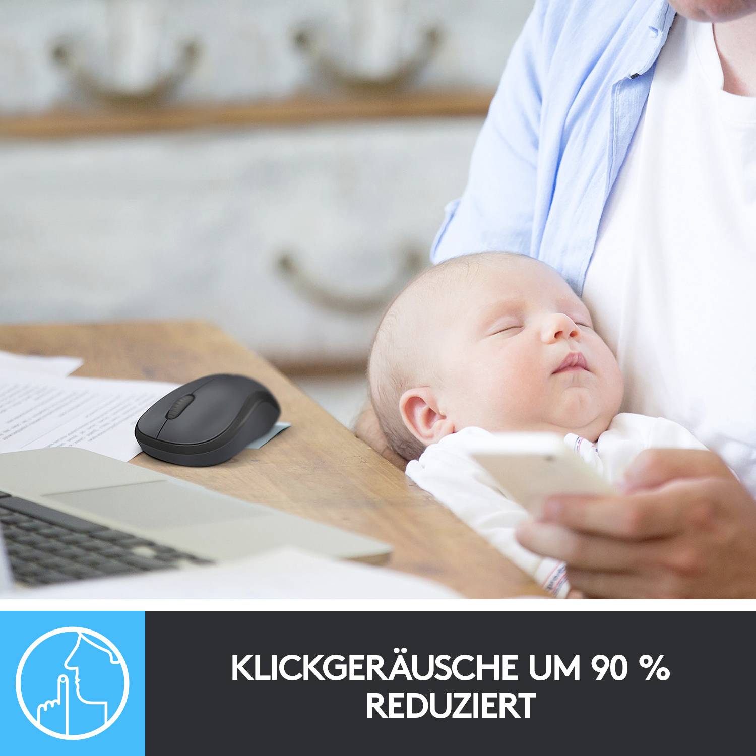 Logitech M220 Silent Maus Funk Optisch Rot 3 Tasten 1000 dpi-4