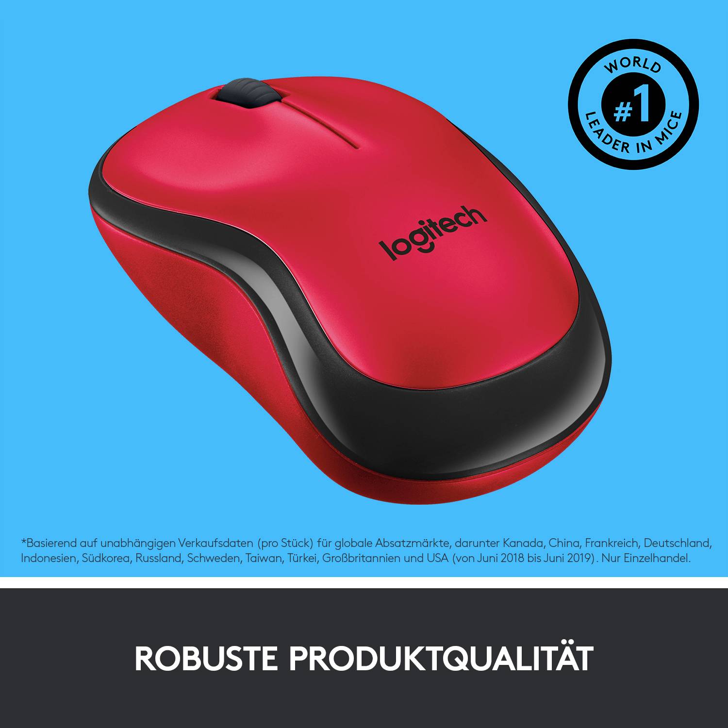 Logitech M220 Silent Maus Funk Optisch Rot 3 Tasten 1000 dpi-7