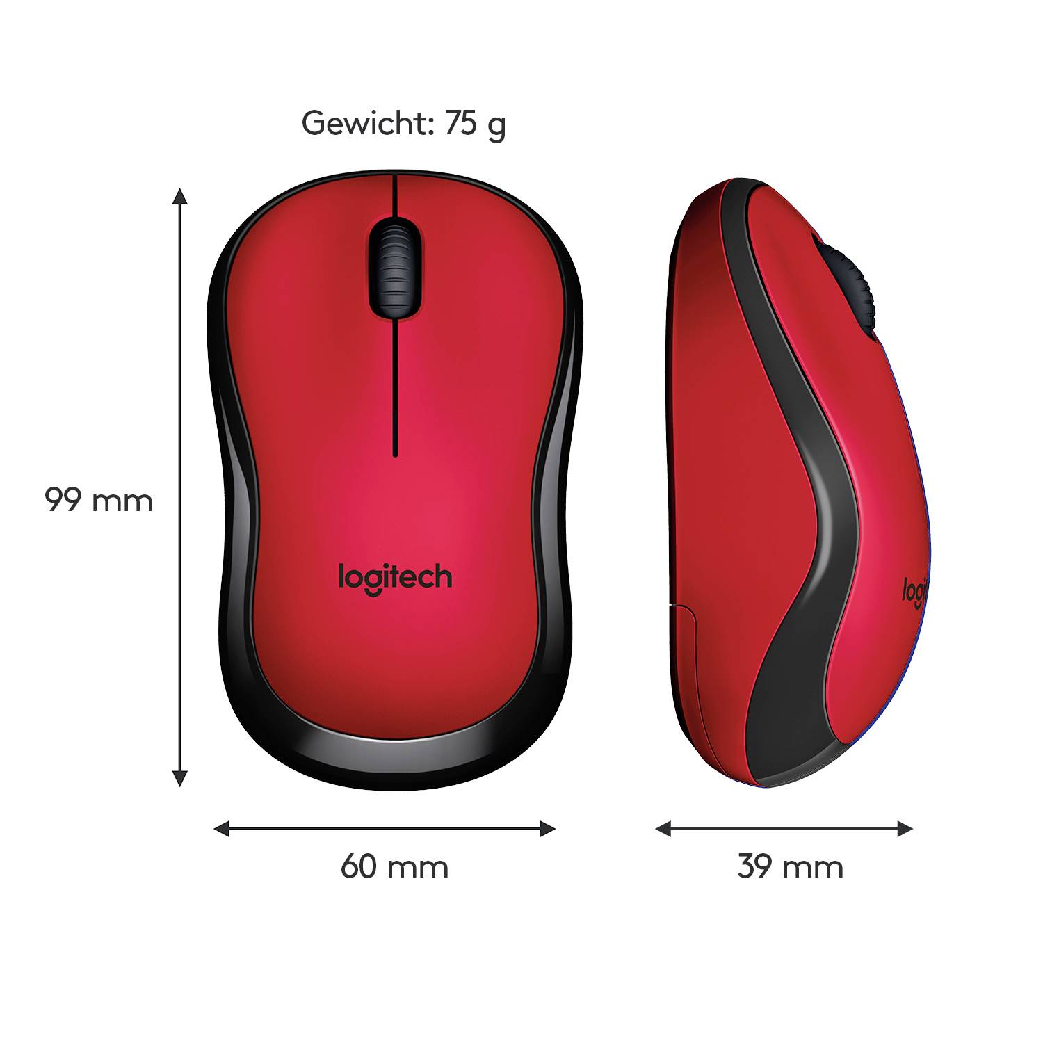 Logitech M220 Silent Maus Funk Optisch Rot 3 Tasten 1000 dpi-11