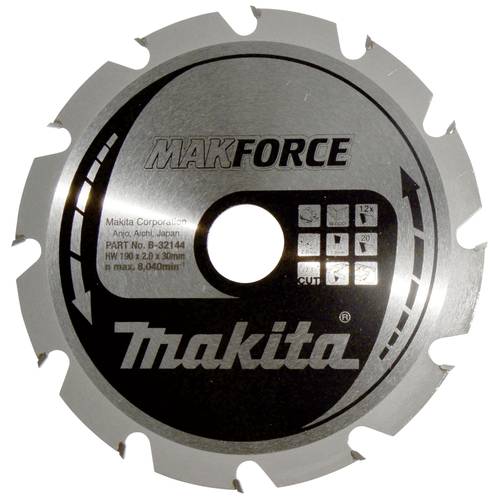 Makita MAKFORCE B-32144 Hartmetall Kreissägeblatt 190 x 30 x 1.4 mm Zähneanzahl: 12 1 St.