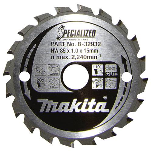 Makita SPECIALIZED B-32932 Hartmetall Kreissägeblatt 85 x 15 x 0.7 mm Zähneanzahl: 20 1 St.