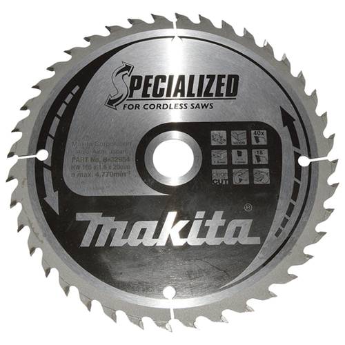 Thumbnail - Makita SPECIALIZED B-32954 Hartmetall Kreissägeblatt 165 x 20 x 1 mm Zähneanzahl: 40 1 St.