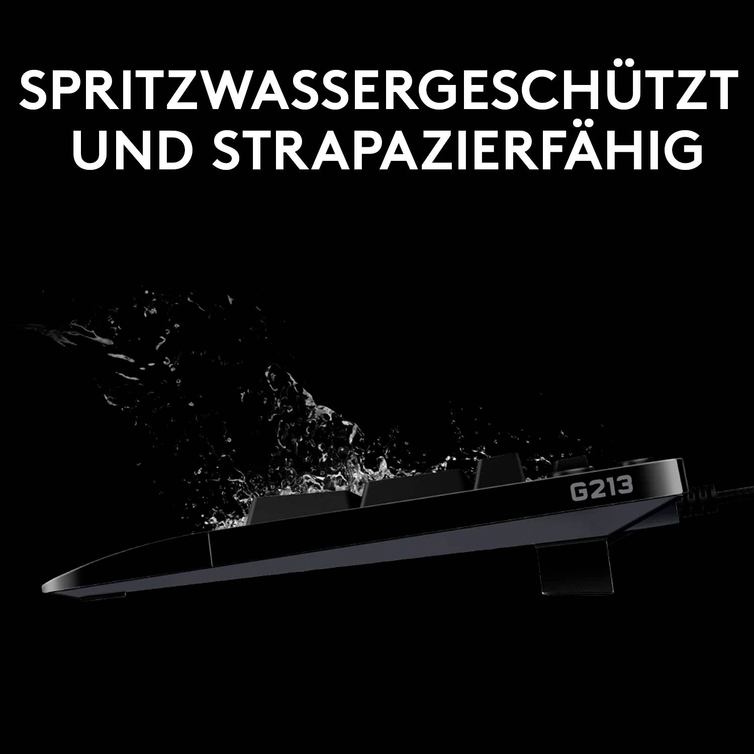 Logitech Gaming G213 Prodigy USB Gaming-Tastatur Deutsch, QWERTZ Schwarz Beleuchtet, Spritzwassergeschützt-10