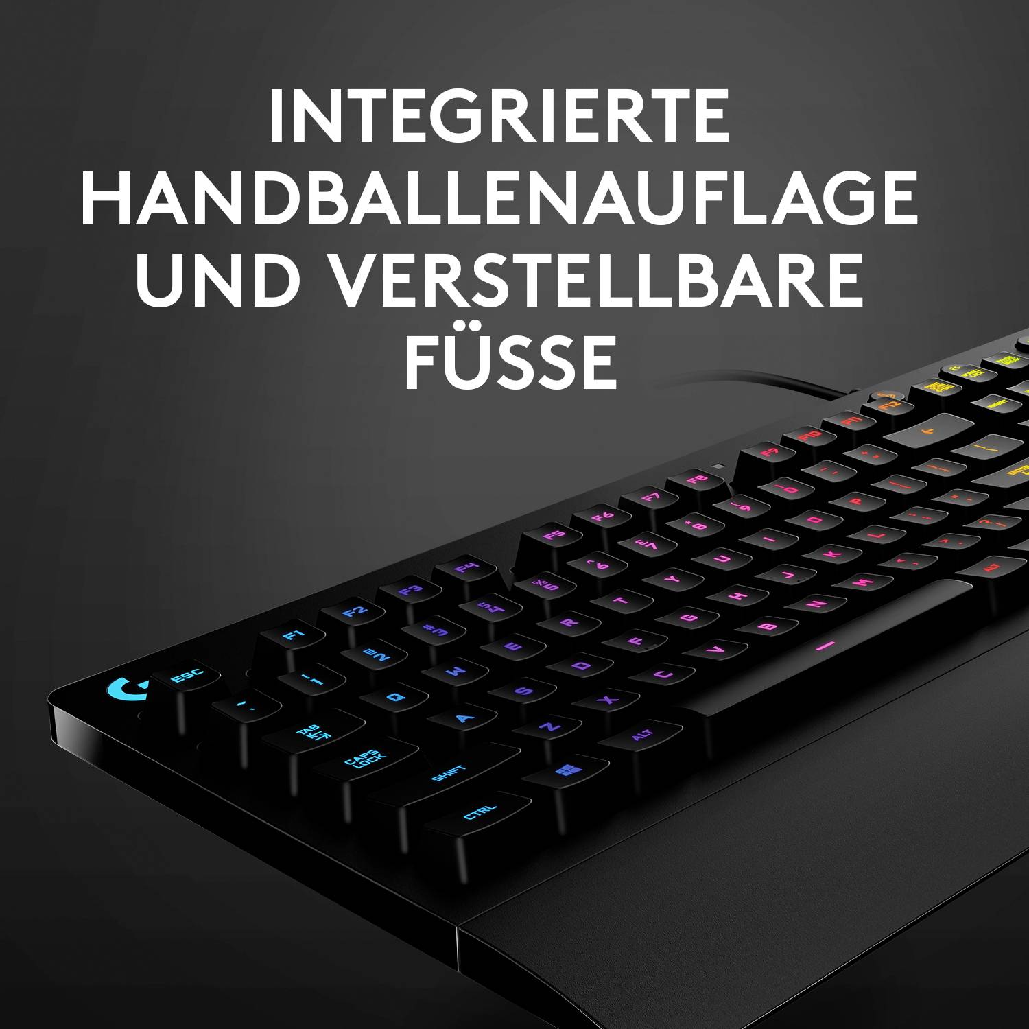 Logitech Gaming G213 Prodigy USB Gaming-Tastatur Deutsch, QWERTZ Schwarz Beleuchtet, Spritzwassergeschützt-12