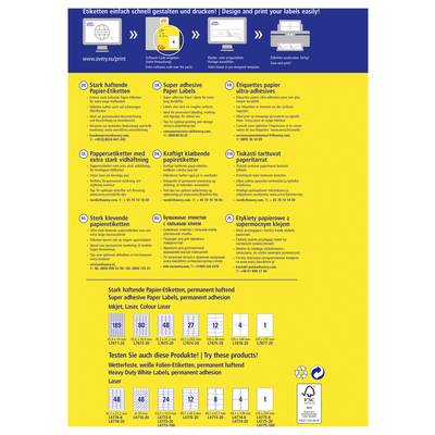 Avery-Zweckform L7875-20 Kraftkleber-Etiketten 105 x 48 mm Papier Weiß 240 St. Permanent haftend, Stark haftend Tintenst-7