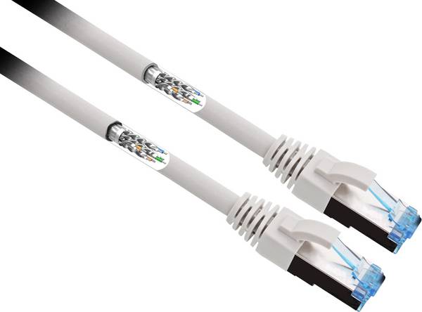 Renkforce RF-4732886 RJ45 Patchkabel CAT 6a S/FTP 2.00 m Grau hochflexibel, vergoldete Steckkontakte 1 St.