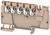 Beige Stromschiene mit fünf Klemmen, Hebel und Anschlüssen. Geeignet für elektrische Verdrahtung in Schaltschränken.