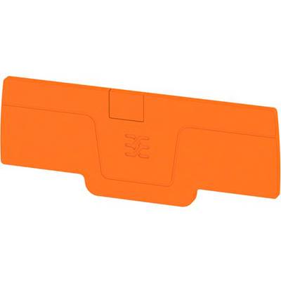 Ein rechteckiger, orangefarbener Kunststoffabdeckung mit einem Emblem in der Mitte.