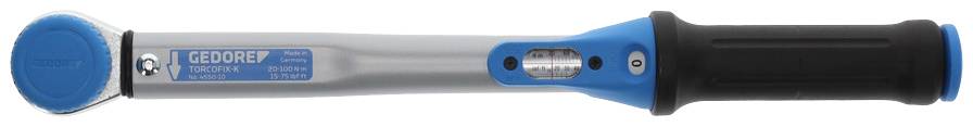 Drehmomentschlüssel mit blauem Griff, Anzeige zur Drehmomenteinstellung an der Seite, geeignet für präzise mechanische Arbeiten.