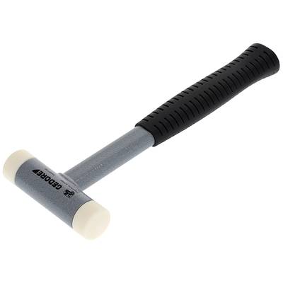 Gummihammer mit schwarzem Griff und grauem Kopf, ideal für sanfte Schläge ohne Oberflächenbeschädigung.