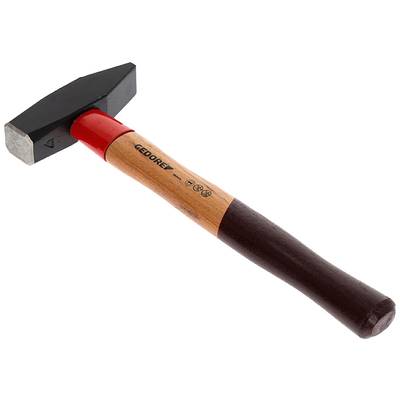 'Gedore Hammer mit rotem und schwarzem Kopf und braunem Holzgriff.'