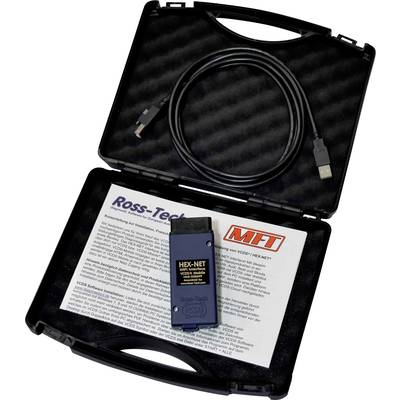 Tragbare Diagnoseeinheit mit USB-Kabel in einem offenen schwarzen Koffer. Hauptgerät beschriftet mit 'HEX-NET'.