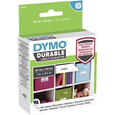 DYMO 2112283 Etiketten Rolle 54 x 25 mm Polypropylen-Folie Weiß 160 St. Permanent Universal-Etiketten, Adress-Etiketten 