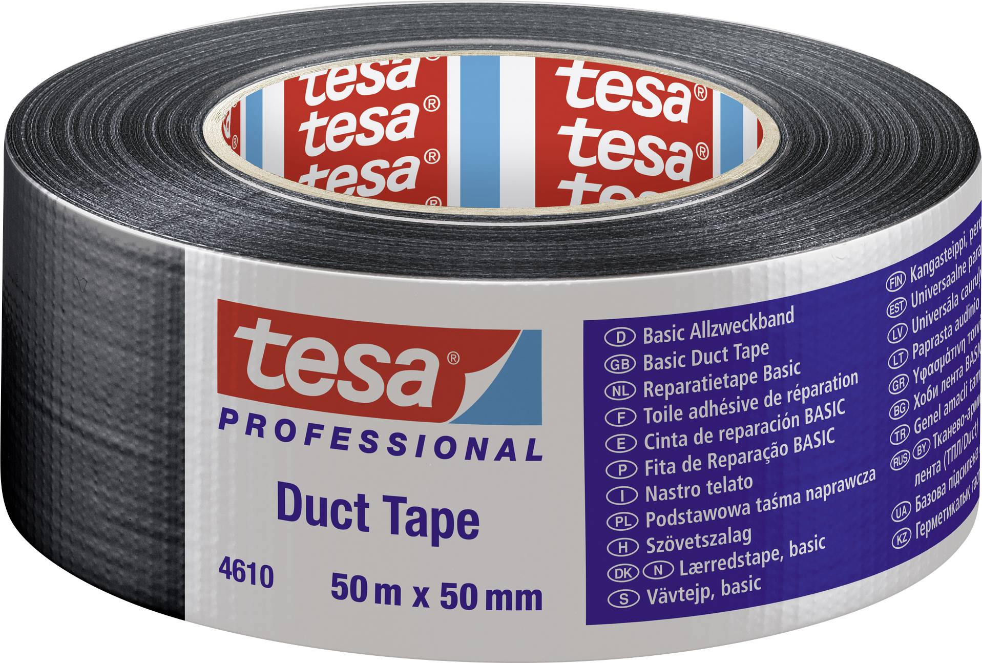 Tesa Klebeband Gewebeband PET-Wolle Gewebeklebeband 19mm x 15m Rolle Schwarz 