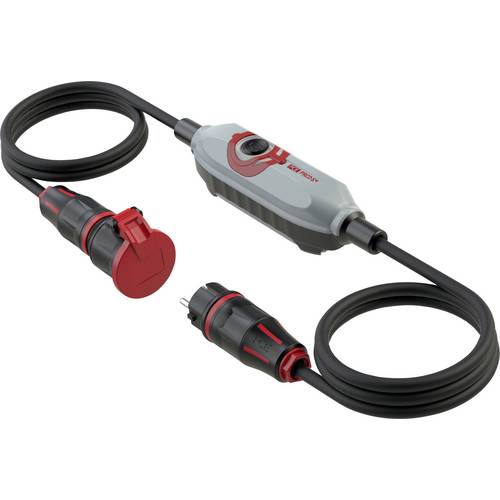 PCE 4670001 Personenschutz-Verlängerungskabel PRCD-S+ Grau, Schwarz, Rot IP54