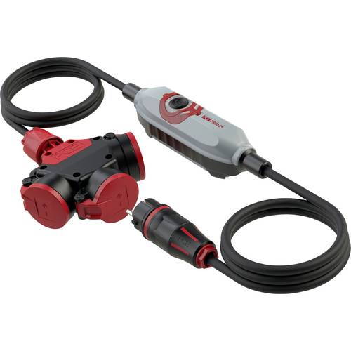 PCE 4670002 Personenschutz-Verlängerungskabel PRCD-S+ Grau, Schwarz, Rot IP54