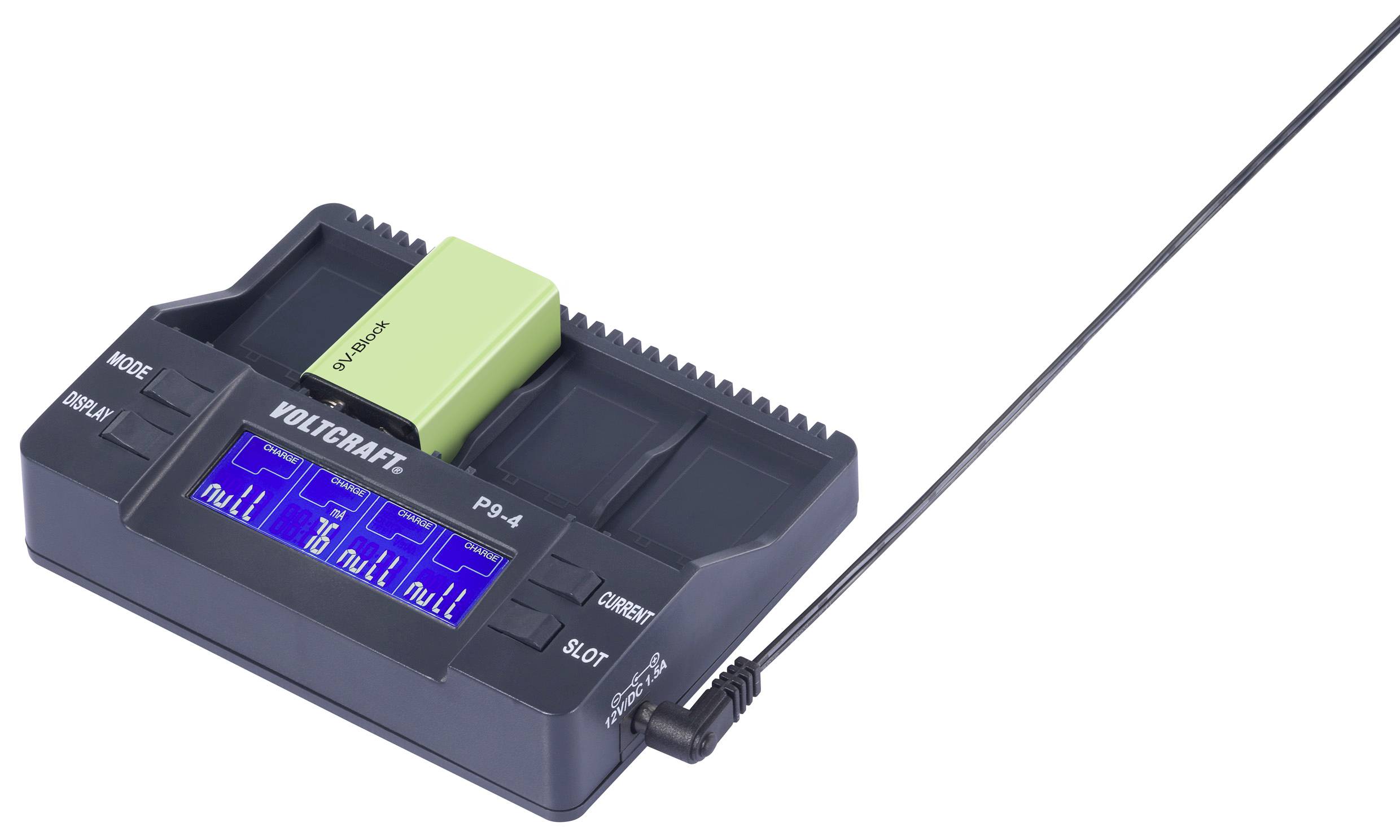 Elektronisches Gerät zur Messung von Bauteilen mit einem Bildschirm, der Testinformationen anzeigt. Ein grünes Bauteil wird gerade getestet.