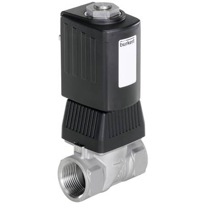 Ein elektromagnetisches Ventil von Bürkert, verwendet zur Steuerung von Flüssigkeits- oder Gasströmen in industriellen Anwendungen.