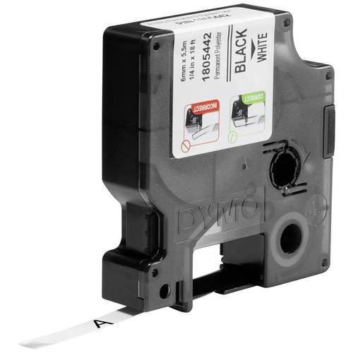 Schriftband DYMO IND RHINO 1805442 Polyester Bandfarbe: Weiß Schriftfarbe:Schwarz 6 mm 5.5 m