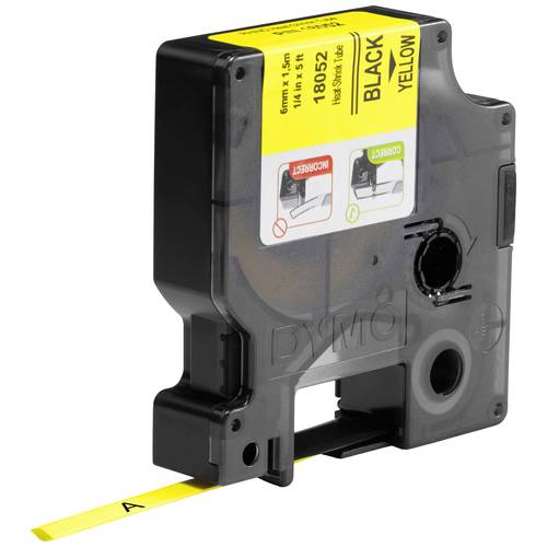 Schriftband Wärme-Schrumpfschlauch DYMO IND RHINO S0718270 Polyolefin Bandfarbe: Gelb Schriftfarbe:Schwarz 6 mm 1.5 m