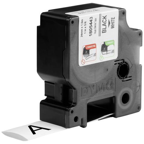 Schriftband Wärme-Schrumpfschlauch DYMO IND RHINO S0718340 Polyolefin Bandfarbe: Weiß Schriftfarbe:Schwarz 24 mm 1.5 m
