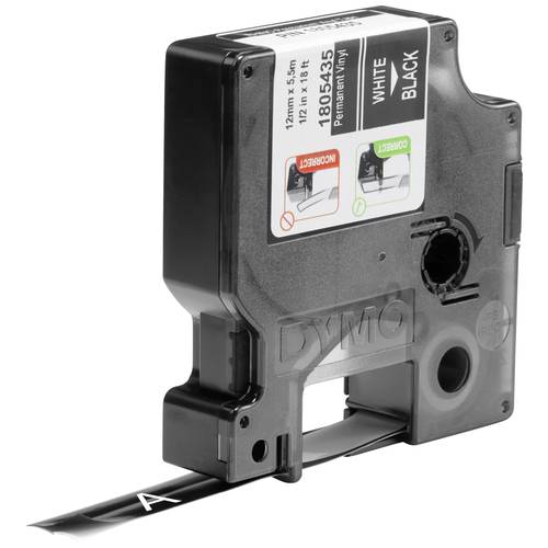 Schriftband DYMO IND RHINO 1805435 Vinyl Bandfarbe: Schwarz Schriftfarbe:Weiß 12 mm 5.5 m