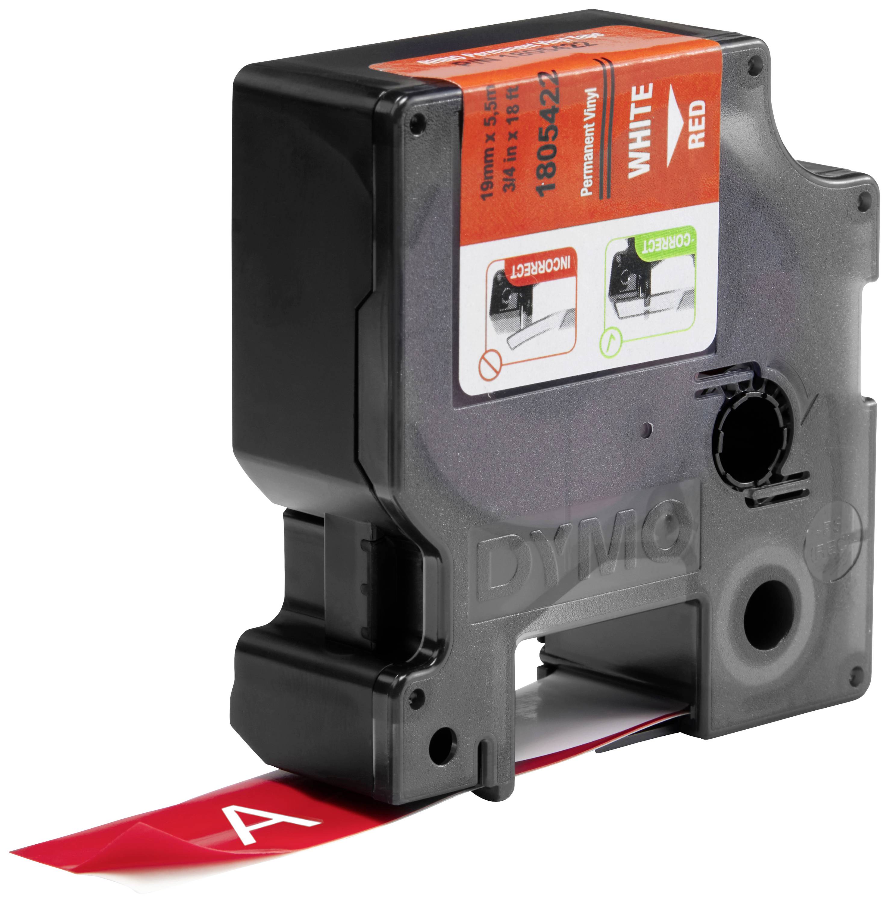 Schriftband DYMO IND RHINO 1805422 Vinyl Bandfarbe: Rot Schriftfarbe:Weiß 19 mm 5.5 m