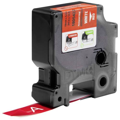 Schriftband DYMO IND RHINO 1805422 Vinyl Bandfarbe: Rot Schriftfarbe:Weiß 19 mm 5.5 m