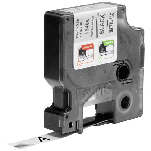 Schriftband DYMO IND RHINO S0718180 Polyester Bandfarbe: Metallic Schriftfarbe:Schwarz 12 mm 5.5 m