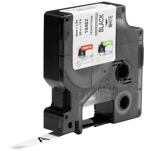 Schriftband DYMO IND RHINO 18482 Polyester Bandfarbe: Weiß Schriftfarbe:Schwarz 9 mm 5.5 m