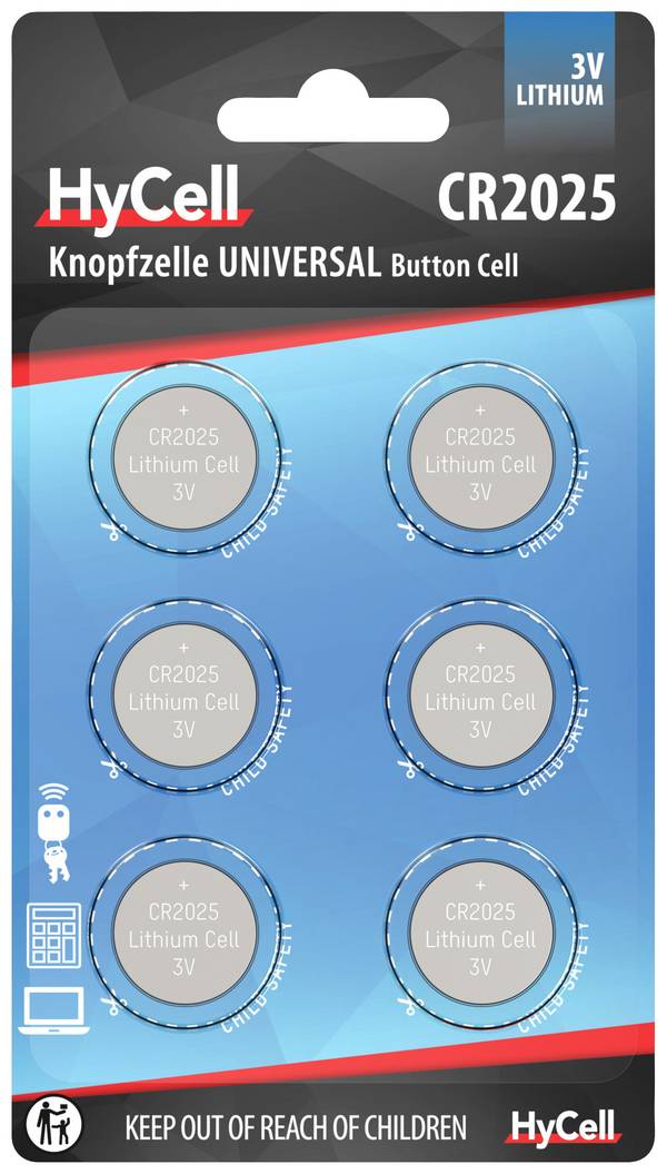 HyCell Knopfzelle CR2025 3 V 6 St. 140 mAh Lithium CR2025