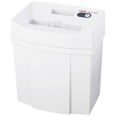 Weißer Aktenvernichter der Marke HSM Pure 120.
