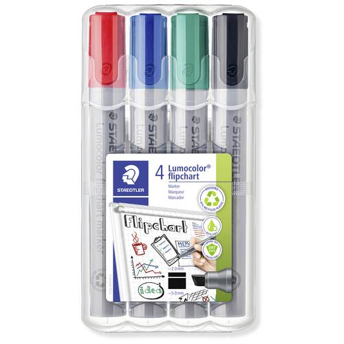 Staedtler Flipchartmarker Lumocolor® flipchart marker 356 B Rot, Blau, Grün, Schwarz 1 Set