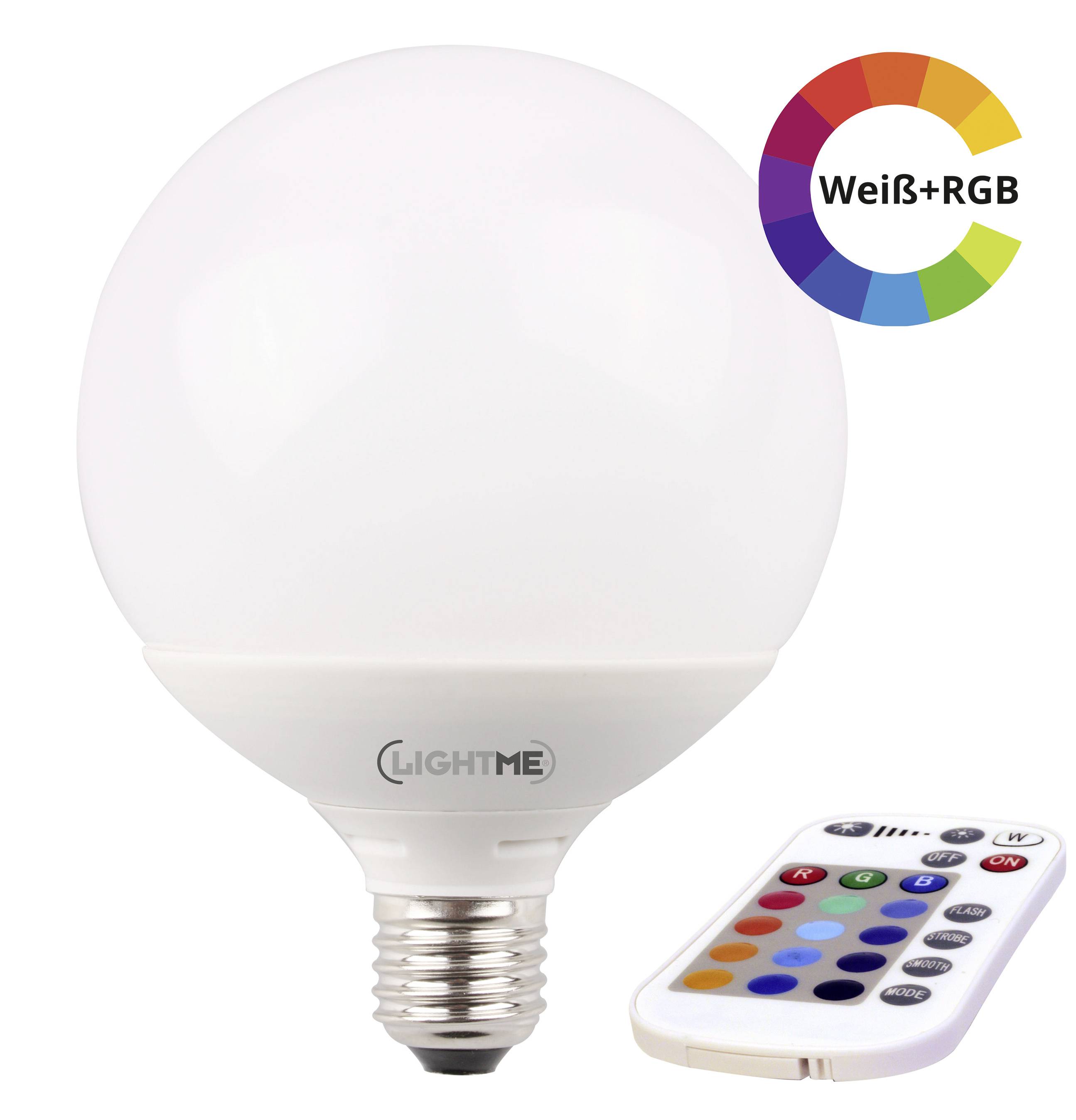 LIGHTME LED E27 Globeform 10 W = 60 W RGBW (Ø x L) 120 mm x 156 mm EEK: A+ LightMe colorchanging, in