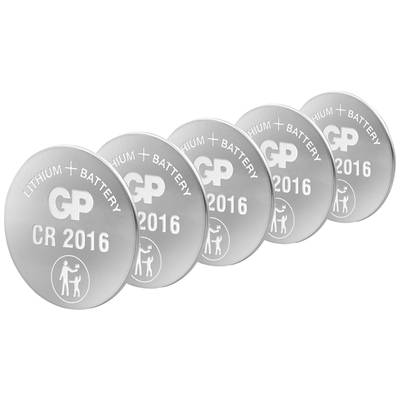 GP Batteries Knopfzelle CR 2016 3 V 5 St. 90 mAh Lithium GPCR2016STD123C5