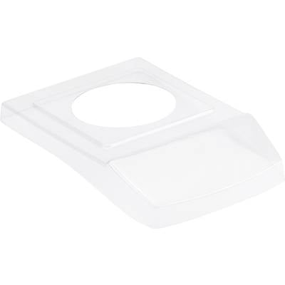 Transparente Kunststoffabdeckung mit kreisförmiger Öffnung in der Mitte, geeignet für den Schutz oder die Abdeckung bestimmter Gegenstände.