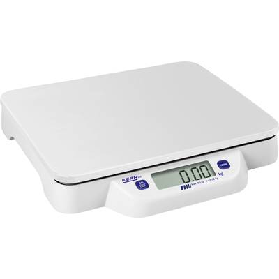 Elektronische Küchenwaage mit digitaler Anzeige, zeigt '0.00 kg'. Hauptsächlich in Weiß gehalten, kompakte rechteckige Form.