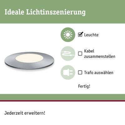 'Ideale Lichtinszenierung' mit Leuchte, Kabel zusammenstellen, Trafo auswählen. Fertig. Hinweis: 'Jederzeit erweitern!'
