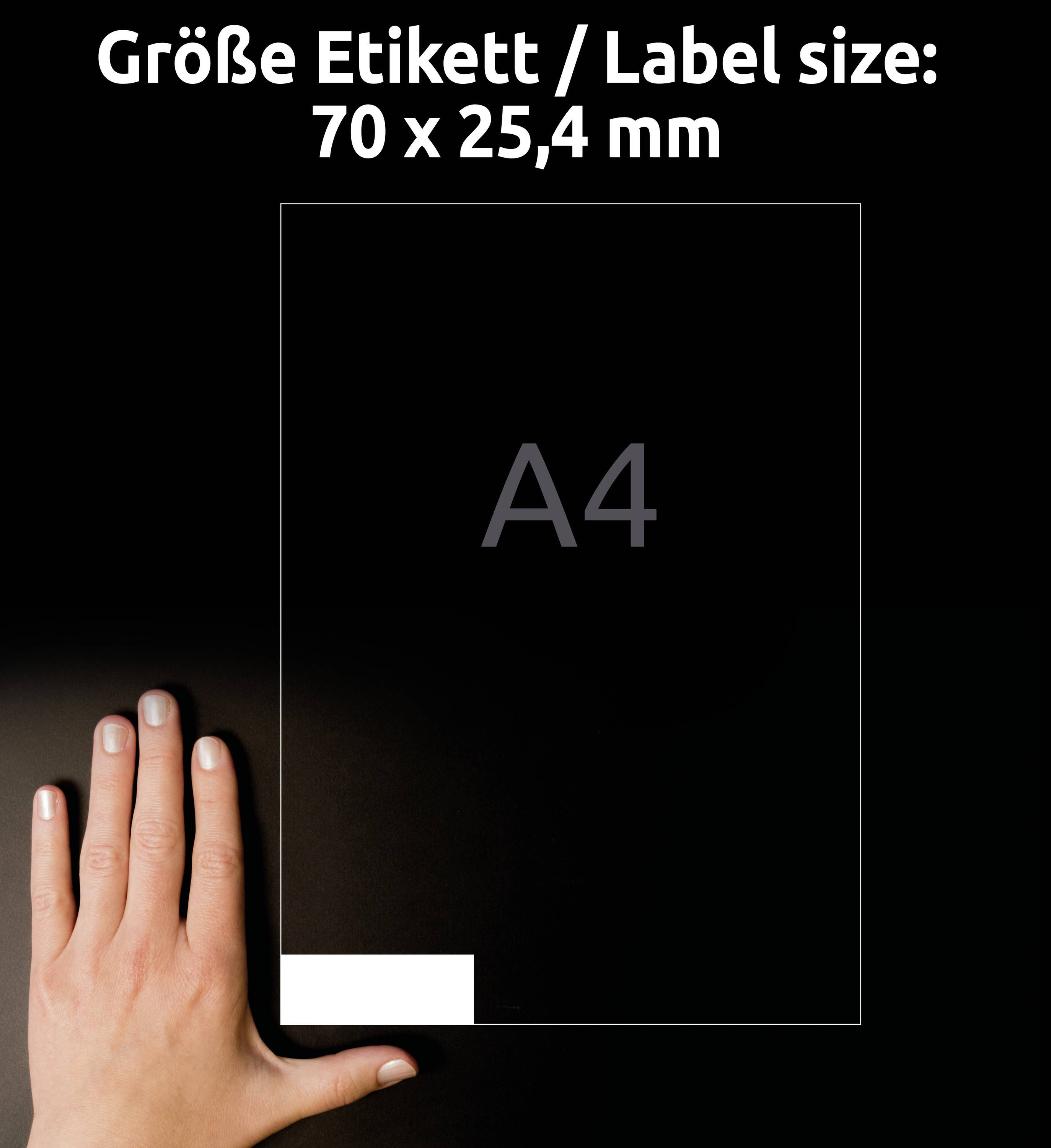 Avery-Zweckform 3421 Universal-Etiketten 70 x 25.4 mm Papier Weiß 3300 St. Permanent haftend Tintenstrahldrucker, Laserd-6
