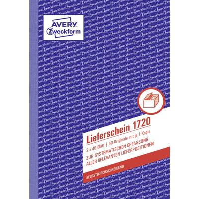 'Lieferschein 1720' Formularblock mit 2 x 40 Blatt zur systematischen Erfassung von Lieferpositionen, selbstdurchschreibend.