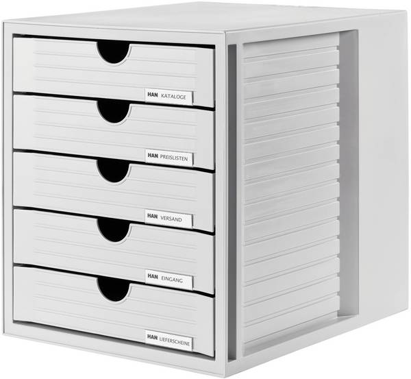 HAN Systembox 1450-11 Schubladenbox Lichtgrau DIN A4, DIN C4 Anzahl der Schubfächer: 5