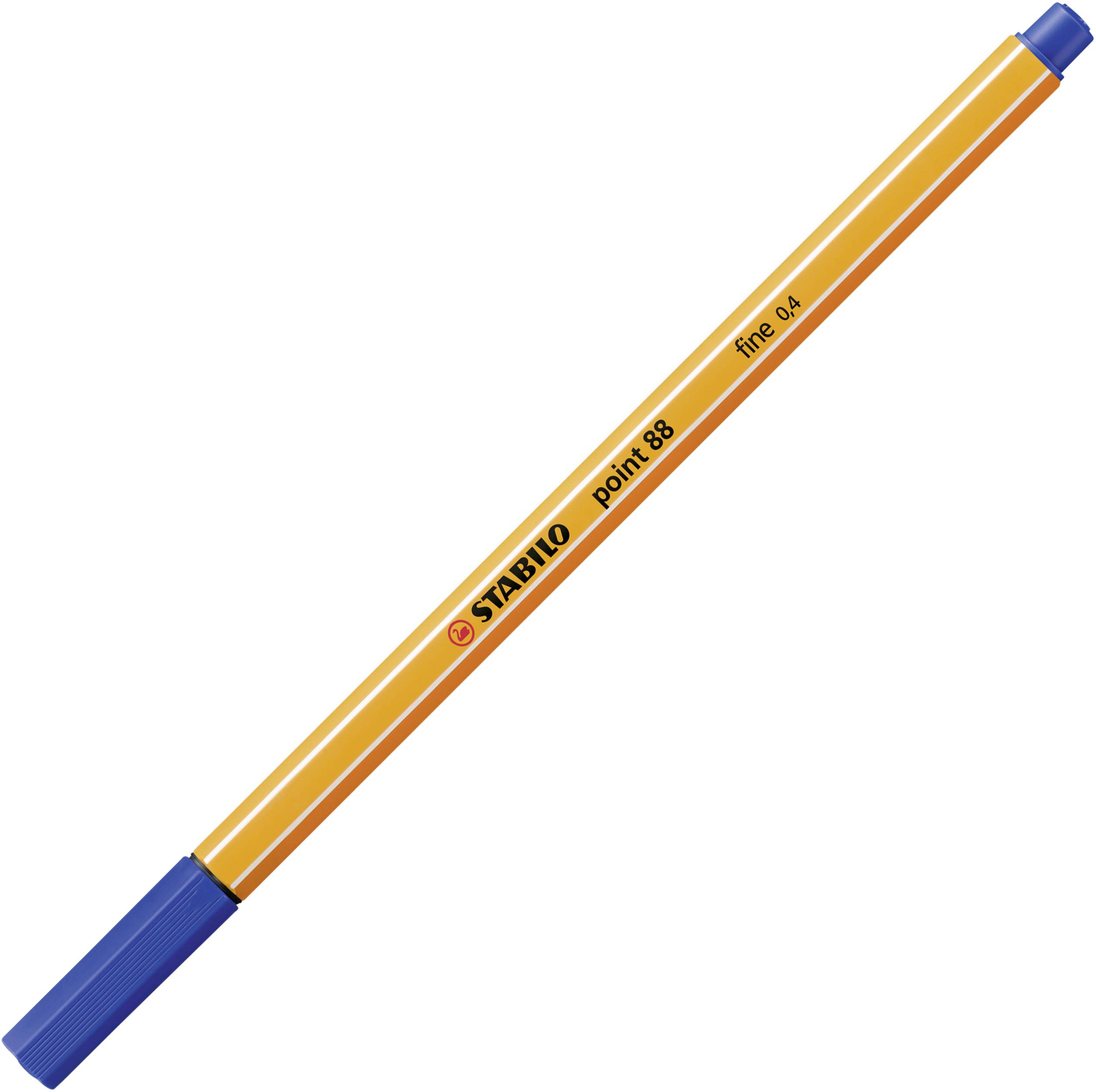 STABILO Finliner point 88, Strichstärke: 0,4 mm, blau Seckskant-Form mit Streifendesign, metallgefas