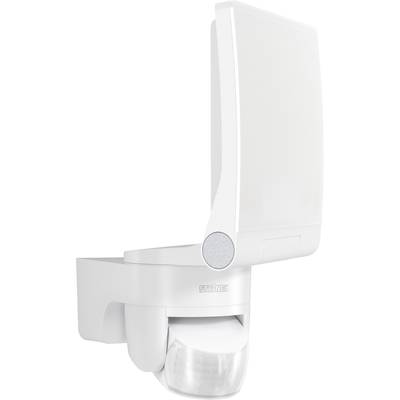 Eine weiße LED-Außenleuchte mit Sensor, geeignet zur Wandmontage. Ideal für die sichere Beleuchtung von Eingängen oder Auffahrten.